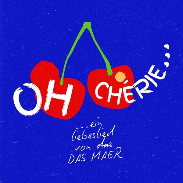 Oh Chérie cover with three red cherries on a blue background